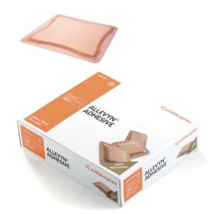 ALLEVYN ADHESIVE Pansement hydrocellulaire à bords adhésifs, stérile, très absorbant, 22,5 cm x 22,5 cm (ref. 66000046), bt 10