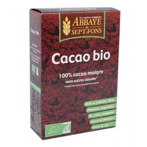 Abbaye de Sept-Fons Cacao Bio (100% cacao maigre sans sucre ajouté) - 200g