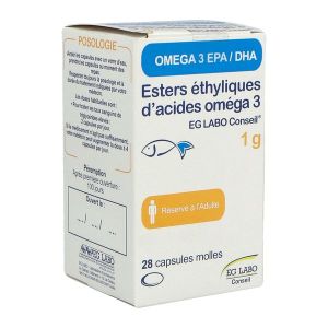 Esters Ethyliques D'Acides Omega 3 Eg Labo Conseil 1 G Capsule Molle B/28