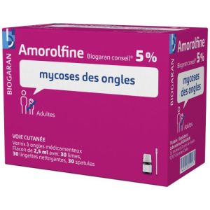 Amorolfine Biogaran Conseil 5 % Vernis A Ongles Medicamenteux 1 Flacon(S) En Verre De Type Iii De 2,5 Ml Avec Necessaire(S) (30 Limes