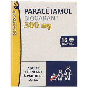 PARACETAMOL BIOGARAN Comprimé 500 mg, boîte 1 flacon 16