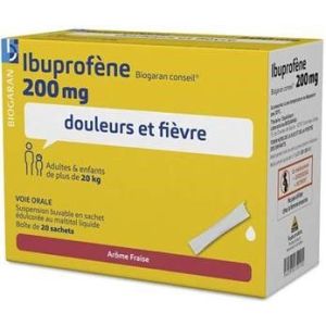 Ibuprofene Biogaran Conseil 200 Mg Suspension Buvable En Sachet Edulcoree Au Maltitol Liquide B/20