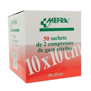 Mefra Compresse De Gaze Sterile 10Cm*10Cm (50 Sachets De 2 Compresses) 50