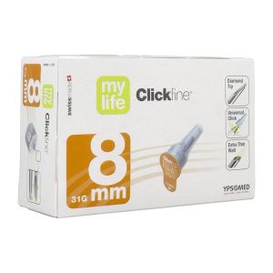 MYLIFE CLICKFINE Aiguille pour stylo injecteur, G31, 8 mm x 0,25 mm (ref. 3200955), bt 100