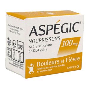 ASPEGIC NOURRISSON Poudre pour solution buvable 100 mg, boîte 20 sachets-doses