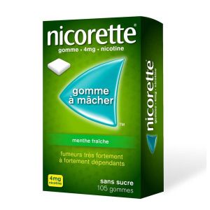 Nicorette Menthe Fraiche 4 Mg Sans Sucre (Nicotine) Gommes A Macher Medicamenteuses Edulcorees Au Xylitol Et A L'Acesulfame Potassique B/105