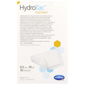 HYDROTAC COMFORT Pansement hydrocellulaire, hydroapaisant, à bords adhésifs, 6,5 cm x 10 cm (ref. 685811), bt 10