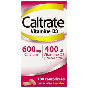 Caltrate Vitamine D3 600 Mg/400 Ui (Carbonate De Calcium Cholecalciferol) Comprimes Pellicules Secables B/180
