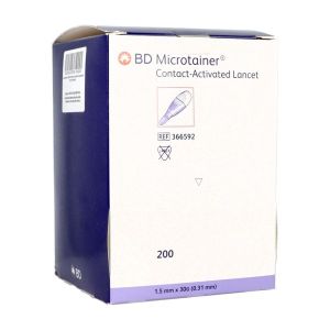 BD MICROTAINER CONTACT Autopiqueur jetable sécurisé, stérile, pour prélèvements sanguins indolores, bt 200
