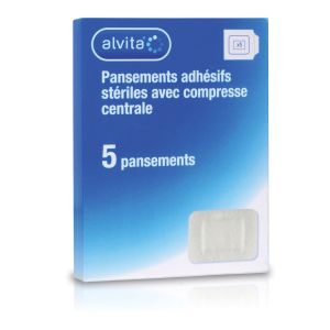 Alvita Pansement Adhesif Sterile Avec Compresse Centrale Boite 9*15 Cm 5