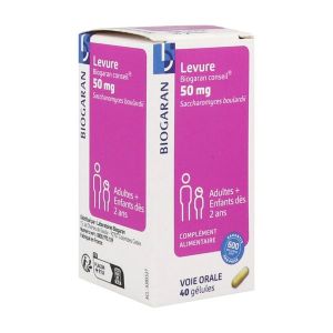 LEVURE BIOGARAN CONSEIL Gélule, complément alimentaire à base de levure Saccharomyces boulardii, pot 40