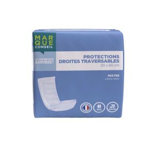 MARQUE CONSEIL PROTECTION Protection droite pour incontinence urinaire, mixte, paquet 20