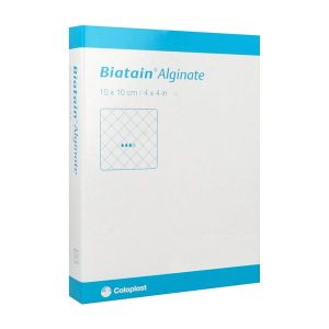BIATAIN ALGINATE Pansement d'alginate et carboxyméthylcellulose, pour plaie très exsudative, 10 cm x 10 cm (ref. 37102), bt 10