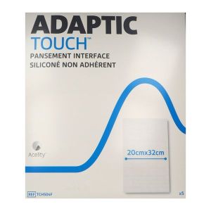 ADAPTIC TOUCH Pansement interface siliconé, non adhérent à la plaie, stérile, 20 cm x 32 cm (ref. TCH504F), bt 5