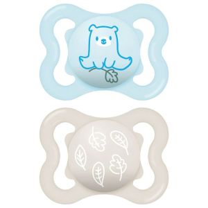 MAM SUPREME SUCETTE 2 - 6 MOIS Sucette anatomique, téterelle silicone, 1er âge, N° 26, blister 2