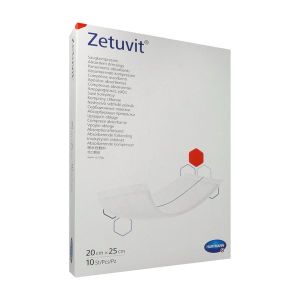 ZETUVIT Pansement absorbant stérile, non adhérent à la plaie, 20 cm x 25 cm (ref. 413654/4), bt 10