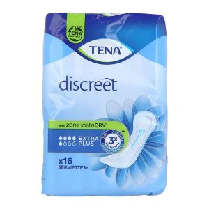 TENA DISCREET EXTRA PLUS Serviette fine pour incontinence urinaire, femme, sac 16