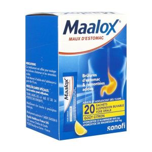 MAALOX MAUX D'ESTOMAC HYDROXYDE D'ALUMINIUM/MAGNESIUM Suspension buvable en sachet-dose, boîte 20 sachets 4,3 ml