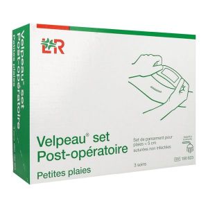 VELPEAU SET POST - OPERATOIRE PETIES PLAIES Set de nettoyage et de recouvrement pour petite plaie post-opératoire suturée, bt 3