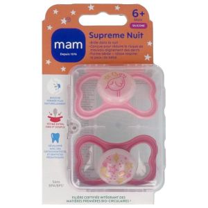 MAM BABY SUCETTE SUPREME NUIT SILICONE 6M+ 2