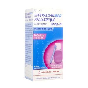 EFFERALGANMED PEDIATRIQUE Solution buvable 30 mg/ml, flacon 90 ml avec 1 seringue doseuse pour administration orale