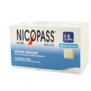 Nicopass 1,5 Mg Sans Sucre Menthe Fraicheur (Nicotine) Pastilles Edulcorees A L'Aspartam Et A L'Acesulfame Potassique B/96