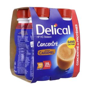 DELICAL CONCENTRE SANS LACTOSE BOISSON HP HC Denrée alimentaire destinée à des fins médicales spéciales, caramel, 200 ml x 4