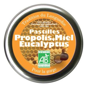 Aromandise Pastilles à la Propolis, Miel et Eucalyptus BIO  - boîte de 45 g