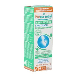 PURESSENTIEL RESPIRATOIRE SPRAY NASAL DECONGESTIONNANT Spray nasal décongestionnant aux huiles essentielles bio, spray 15 ml
