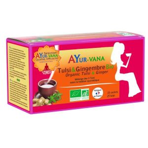 Ayur-vana Infusion Tulsi & Gingembre BIO - boîte 25 infusettes