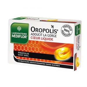 Mediflor Oropolis Propolis Gout Miel Coeur Liquide Pastilles X16