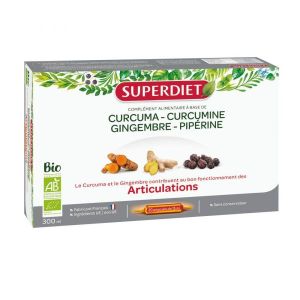 Superdiet Curcuma, Gingembre, Piperine BIO - 20 ampoules de 15 ml