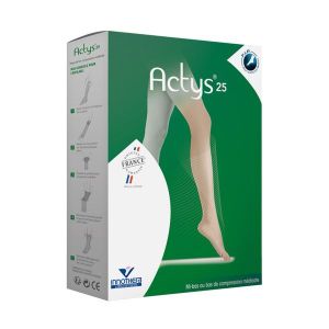 ACTYS 3 25 FEMME Mi-bas médical de compression classe 3, pour femme, noir, normal, taille 3, paire
