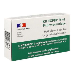 KIT EXPER' 2 ML PHARMACEUTIQUE Trousse de prévention pour toxicomane contre les virus du SIDA et des hépatites, unité
