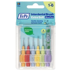 Tepe Brossettes Interdentaires Extra Souple - Assortiment Toutes Tailles Blister 6