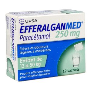 EFFERALGANMED Poudre effervescente pour solution buvable 250 mg, boîte 12 sachets