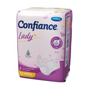 CONFIANCE LADY ABSORPTION 5 G SOUS - VETEMENT Slip absorbant jetable, hypoallergénique pour incontinence urinaire, femme, medium (ref. 975565), sac 8