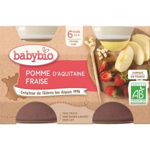 Babybio Petits Pots Pomme/Fraise BIO - dès 6 mois - 2x130g