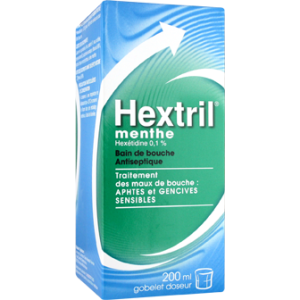 Hextril Menthe 0,1 Pour Cent Solution Pour Bain De Bouche 1 Flacon(S) En Verre De 200 Ml Avec Gobelet Doseur Polypropylene