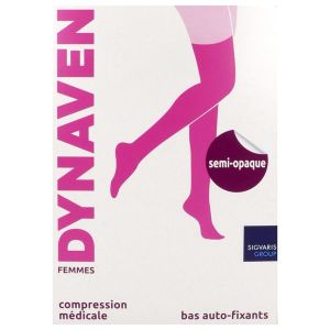 DYNAVEN 2 SEMIOPAQUE Bas cuisse médical de compression autofixant classe 2, pour femme, beige, normal, XXlarge (ref. 303559), paire