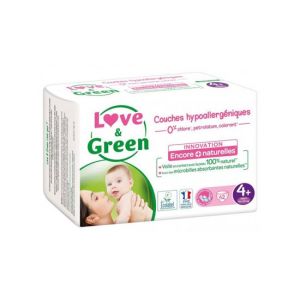 Love & Green Couches Hypoallergéniques 42 Couches Taille 4+ (9-20 kg)
