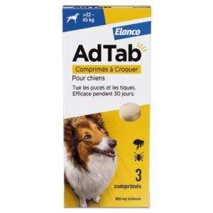 Adtab 900Mg Comprime A Croquer Pour Chiens (22 - 45 Kg) Plaquette 3