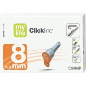 MYLIFE CLICKFINE Aiguille pour stylo injecteur, G31, 8 mm x 0,25 mm (ref. 3200955), bt 100