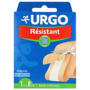 URGO RESISTANT Pansement bande à découper Antiseptique, support tissu élastique, 1 m x 8 cm (ref. 7884), unité