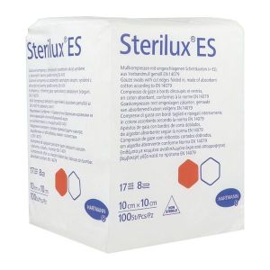 STERILUX ES Compresse de gaze hydrophile, en vrac, pur coton, 10 cm x 10 cm, sachet 100