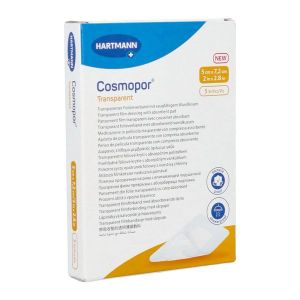 COSMOPOR TRANSPARENT Pansement film autoadhésif transparent, stérile, à usage unique, 5 cm x 7,2 cm (ref. 901050), bt 5
