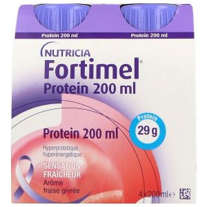 FORTIMEL PROTEIN SENSATIONS 2.4 KCAL Denrée alimentaire destinée à des fins médicales spéciales, saveur fraise givrée, 200 ml x 4