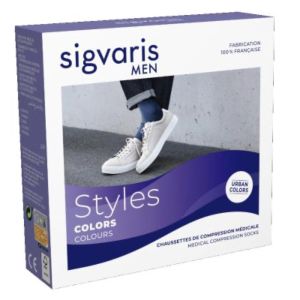 Sigvaris Homme Styles Color Noir/Aubergine Classe 2 Chaussette Extra Extra Large Long 2
