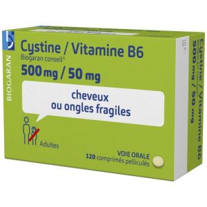 Cystine / Vitamine B6 Biogaran Conseil 500 Mg/50 Mg Comprime Pellicule B/120
