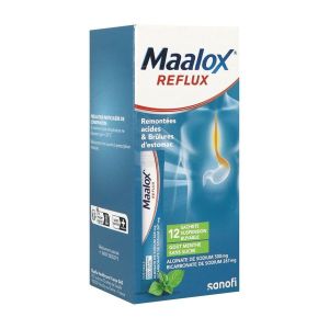 Maalox Reflux Alginate De Na/Bicarbonate De Na Menthe 500 Mg/267 Mg Sans Sucre Suspension Buvable En Sachet B/12